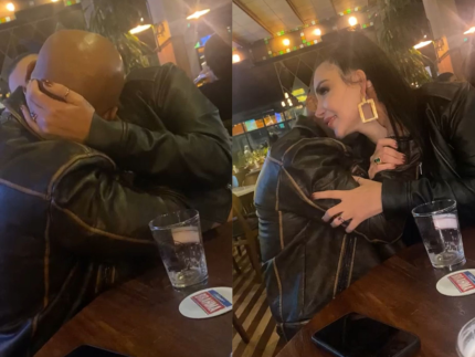 Climão de romance! Cezar Black e Jenny Miranda são flagrados aos beijos em restaurante