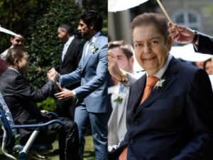 "Meu sogro": Julinho Casares homenageia Faustão após casamento com Lara Silva