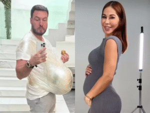 Com barriga falsa, Thiago Nigro tenta sentir na pele a gestação de Maíra Cardi