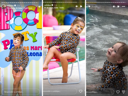 Filhos de Virginia e Zé Felipe curtem festa na piscina após aniversário
