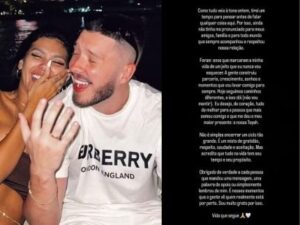 Ronan Souza se pronuncia pela 1ª vez após fim do noivado com Pocah