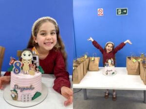 Maya Dias, de "Êta Mundo Melhor!", comemora aniversário de 8 anos nos Estúdios Globo
