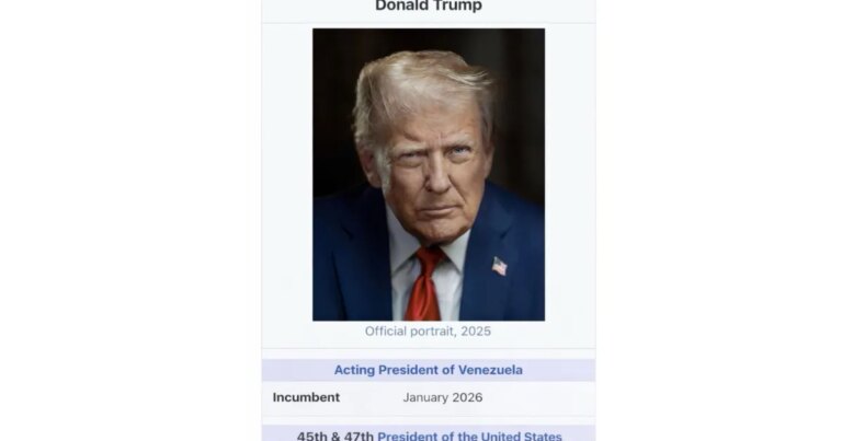 Trump publica imagem dizendo que é o "presidente interino da Venezuela"