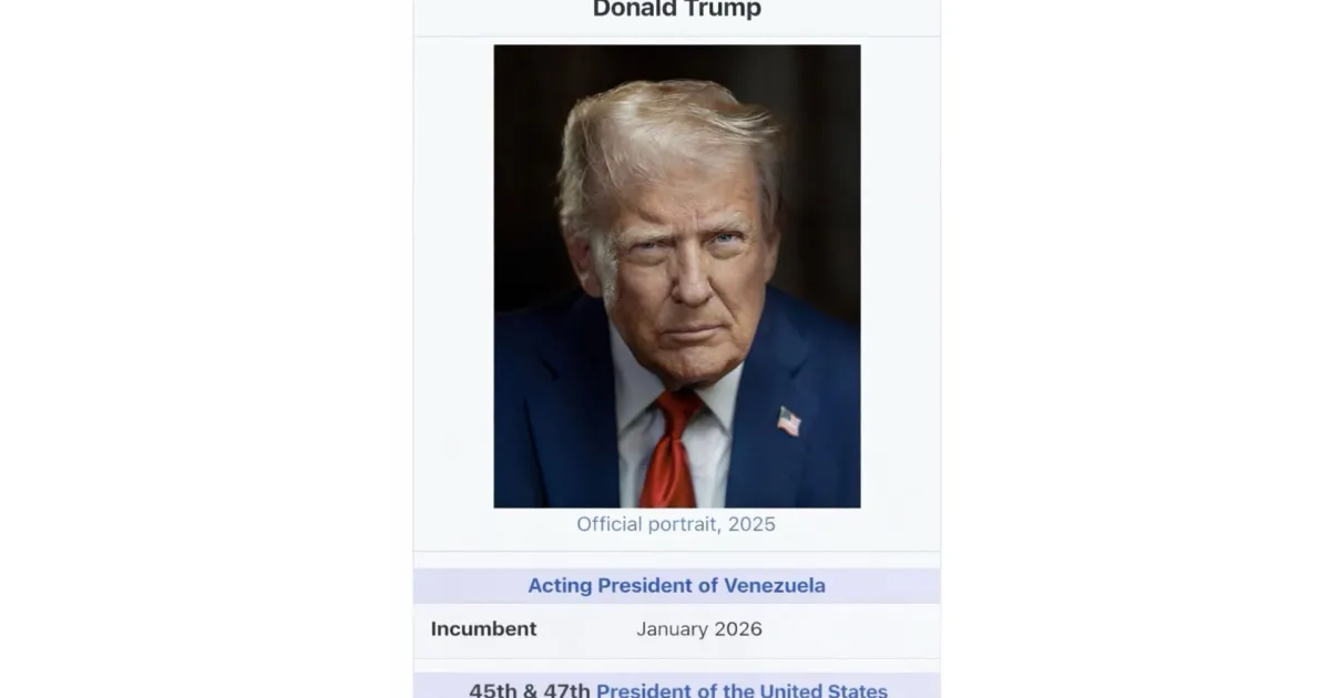 Trump publica imagem dizendo que é o "presidente interino da Venezuela"