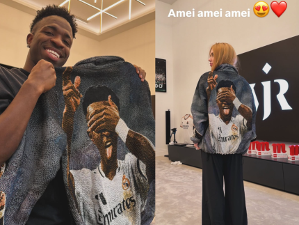 Virginia Fonseca ganha jaqueta com rosto de Vini Jr. e se derrete: “Perfeição”