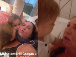 Mãe de Virginia recebe visita dos netos no hospital após acidente de carro