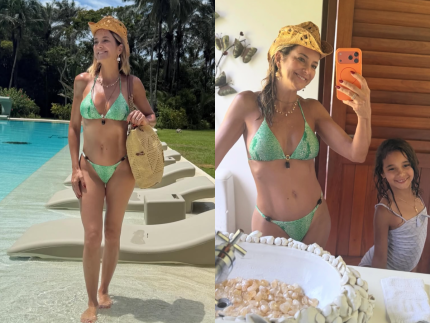 Ticiane Pinheiro exibe corpão durante Carnaval na Bahia com a família: “Paraíso”