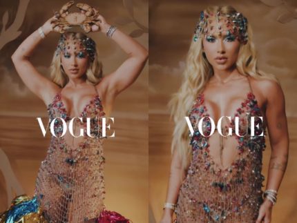 Virginia aposta em vestido transparente com cristais em homenagem a Grande Rio no Baile da Vogue