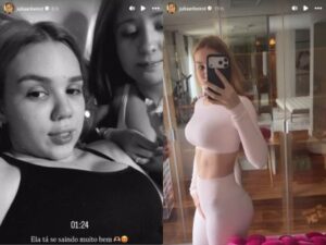 Grávida, Júlia Ribeiro surge com Mari Fernandez e mostra rotina de cuidados
